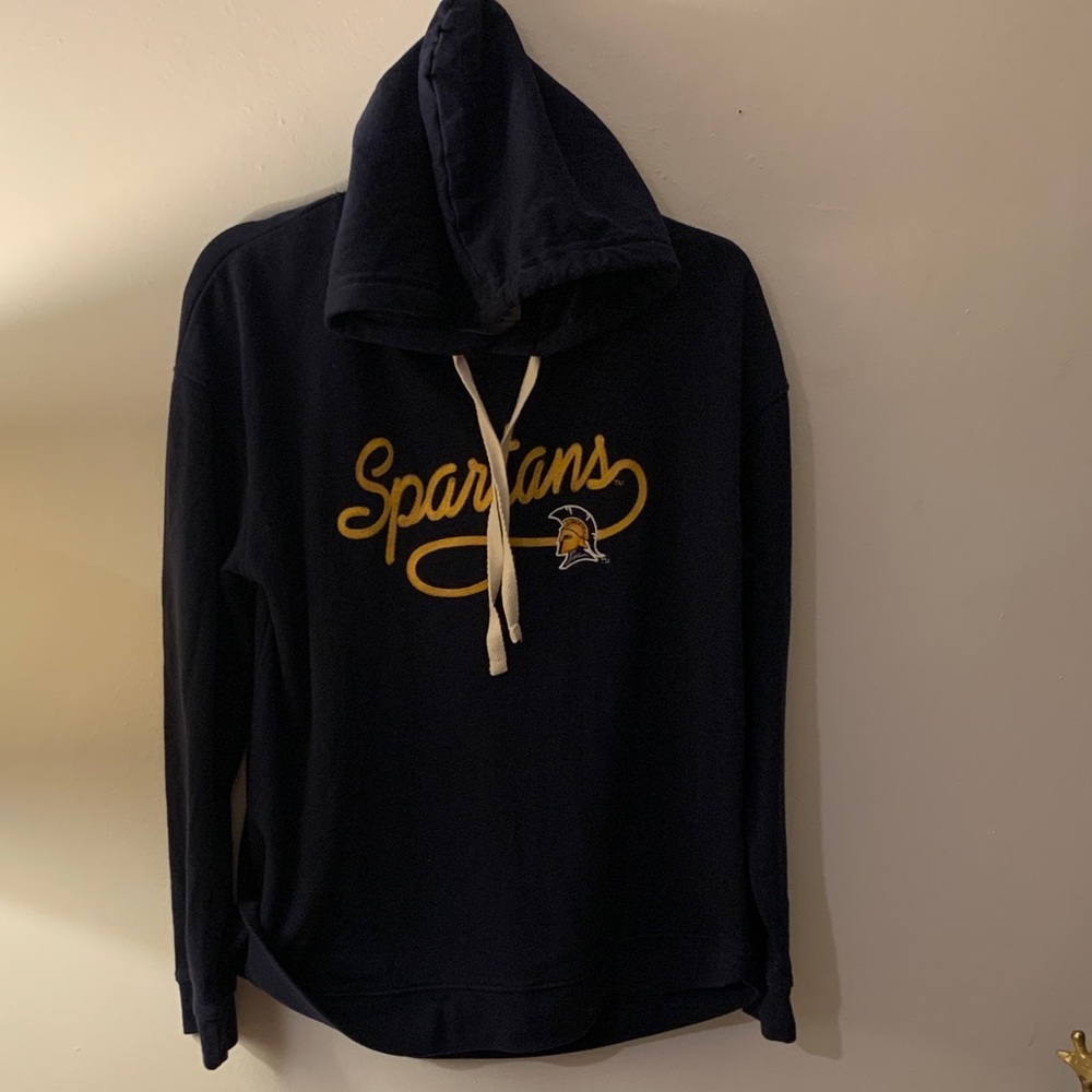 Champion Navy Hoodie with Gold Spartans Design - Preloved